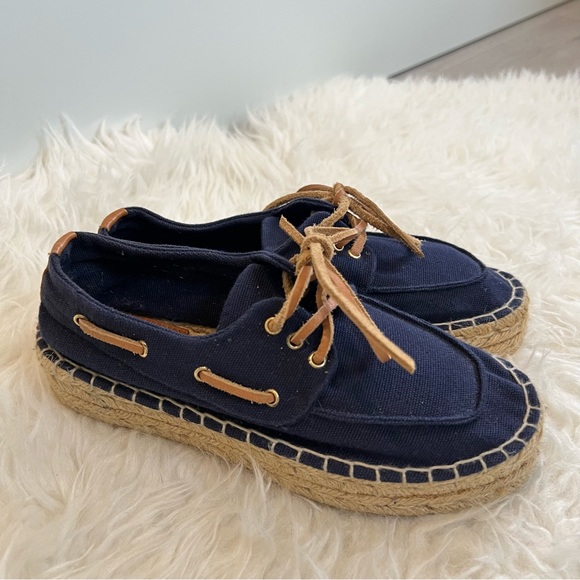 Tory Burch Blanton Canvas Espadrille Platform Shoes 5 - Picture 4 of 8